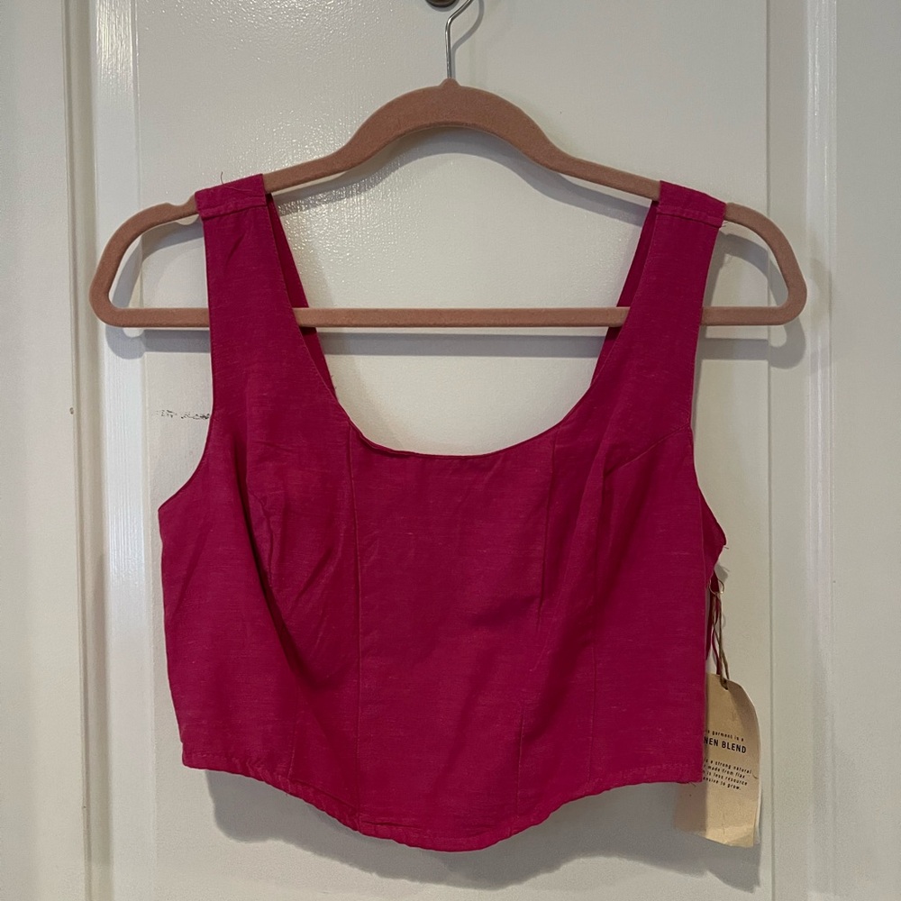 NWT Linen Blend Midnight Sky Pink Crop Top